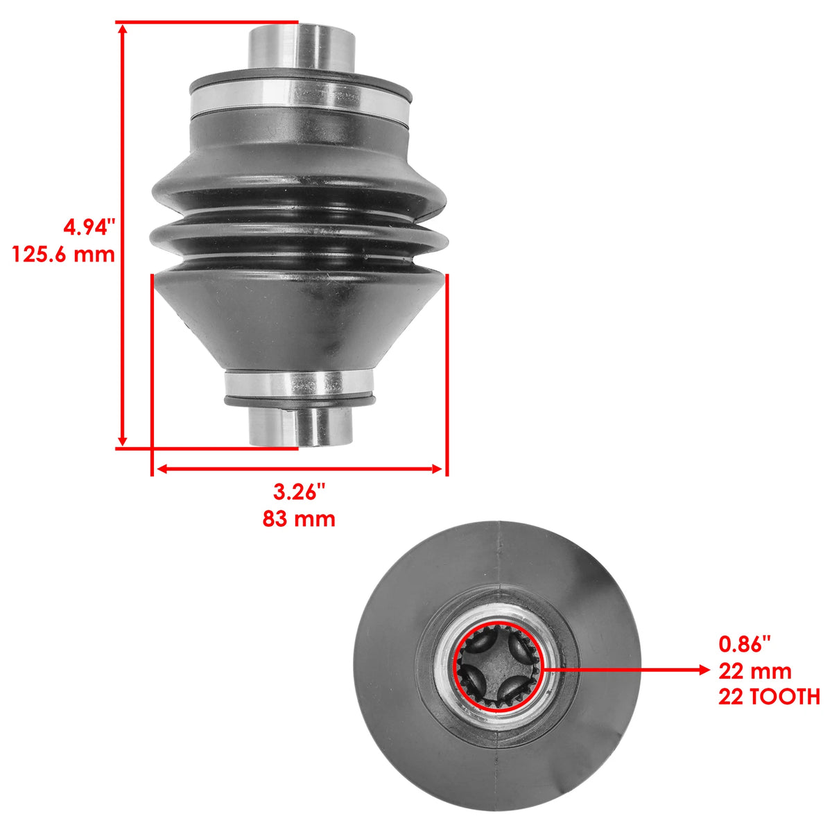 Rear Propeller Drive Shaft Yoke for Honda Foreman Rubicon 500 (2015–2023) YO188, 40300-HR3-A20