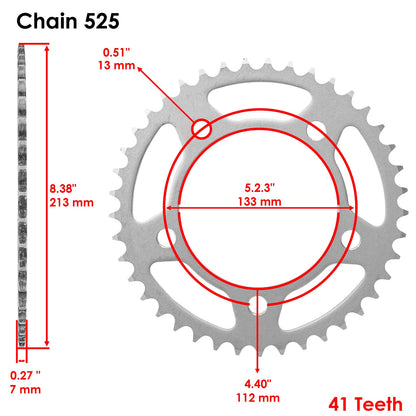 Black Drive Chain & Sprockets Kit for Honda CBF500/CBF500 ABS (2004–2008) EG1537FS205XO