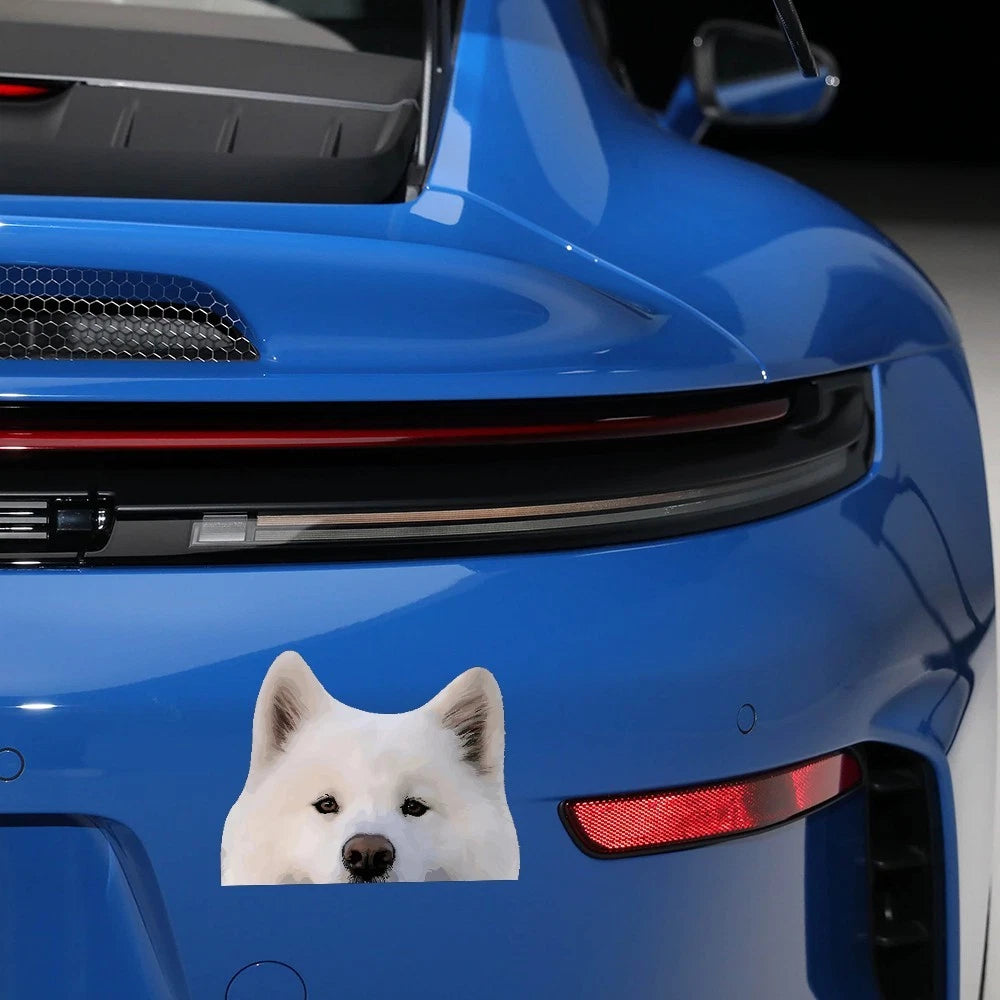 Set of 4 Samoyed Dog Stickers for Laptop Luggage Refrigerator