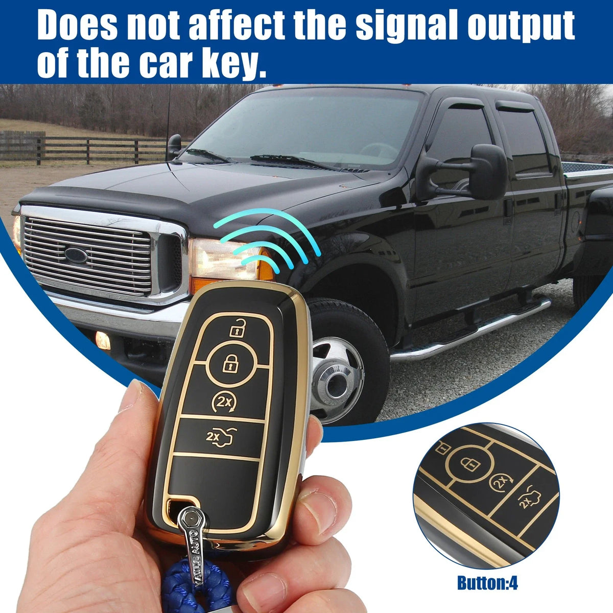 TPU 4 Button Keyless Entry Remote Cover for Ford Bronco (2021–2023)