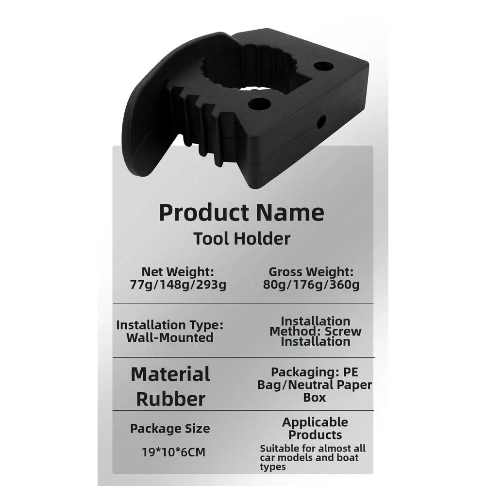 Quick Mount Rubber Tool Holder Clamp for Cars RVs ATVs Boats (3-4cm Pipes)