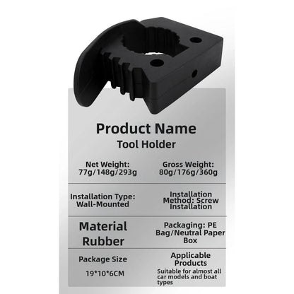 Quick Mount Rubber Tool Holder Clamp for Cars RVs ATVs Boats (3-4cm Pipes)