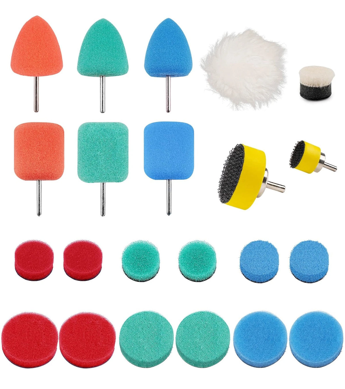 22 Pcs Mini Buffing Polishing Pads Kit for Car Detailing (0.59inch, 1inch)