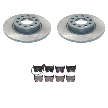 Set of 2 DuraGo Rear Rotors & Hella Low-Met Disc Brake Pads for Ford Jeep Compass (EDE)