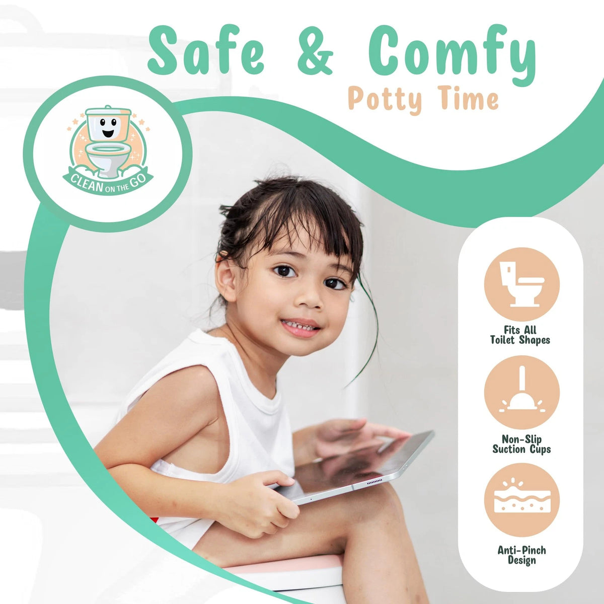 Travel Potty Seat for Toddler Toilet Training (Portable, Pink)