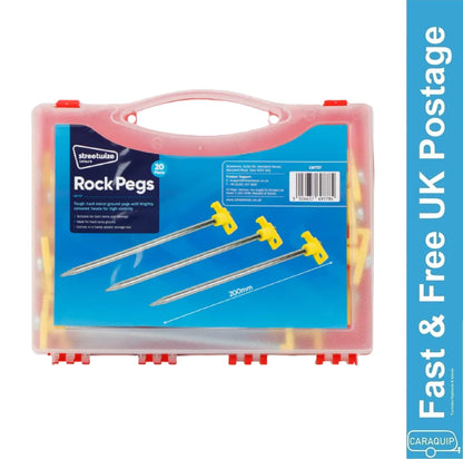 20pc Heavy Duty Tent Rock Peg Set for Awning Gazebo Caravan Motorhome