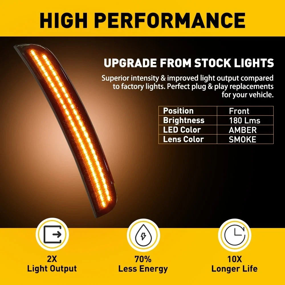 LED Side Marker Light Lamps for Chrysler 300 (2015–2021) - Smoked Lens