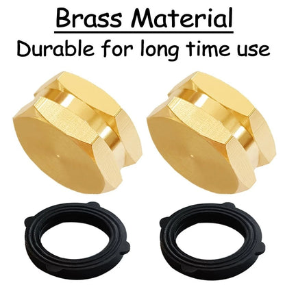 2X Brass 3/4" GHT Female Garden Hose End Cap Hex Plug