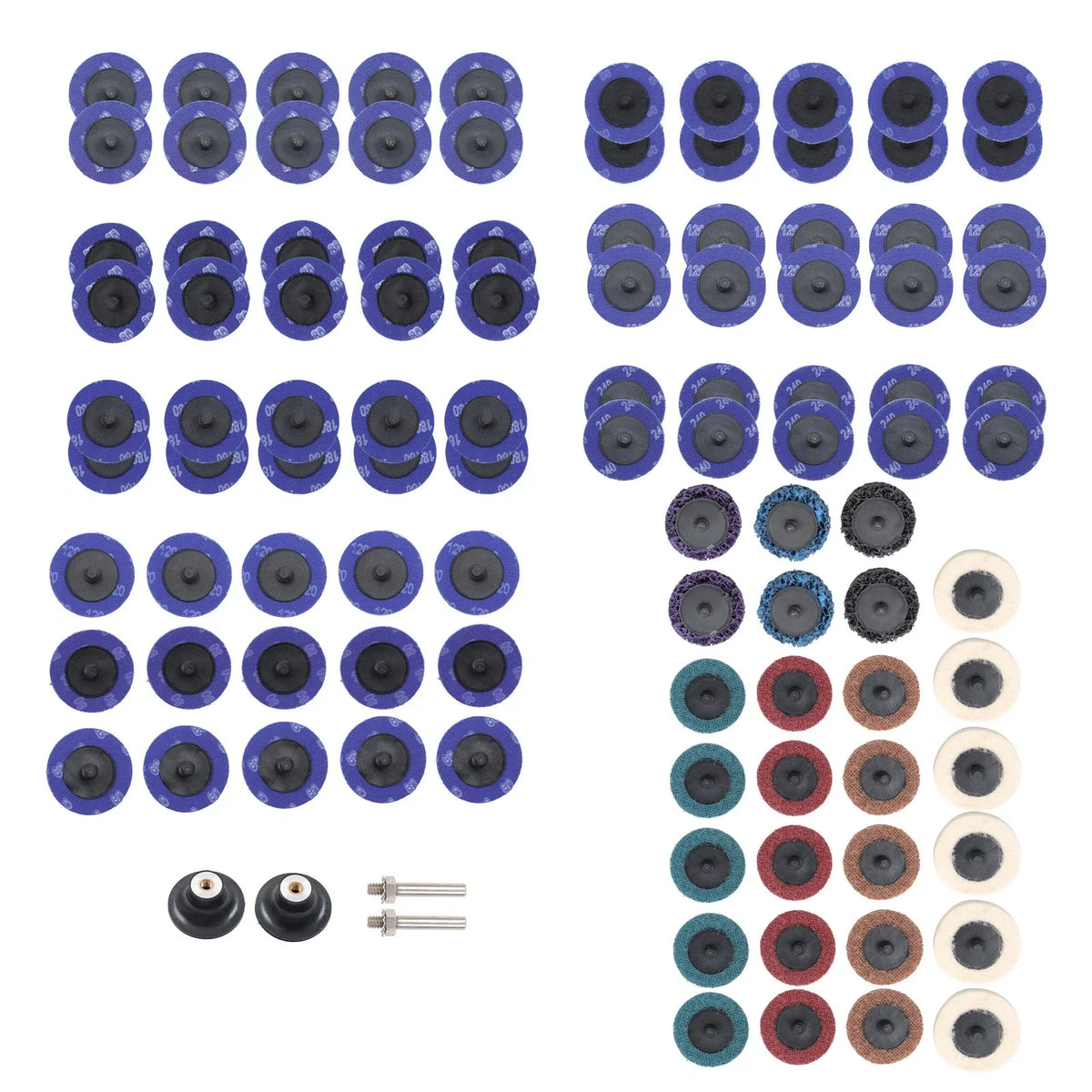 Sanding Disc Set 104 Pcs 40-240 Grit 1/4 Shank for Drill Die Grinder 2"