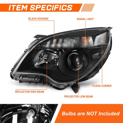 Set of 2 Projector Headlights for Chevrolet Equinox LTZ (2010–2015) - Black/Amber