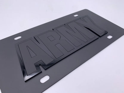 US Army Tactical Black License Plate with 3D Acrylic Logo for Universal Fit