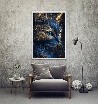 5D Black Cat Diamond Painting Kit for 12x16 Inches