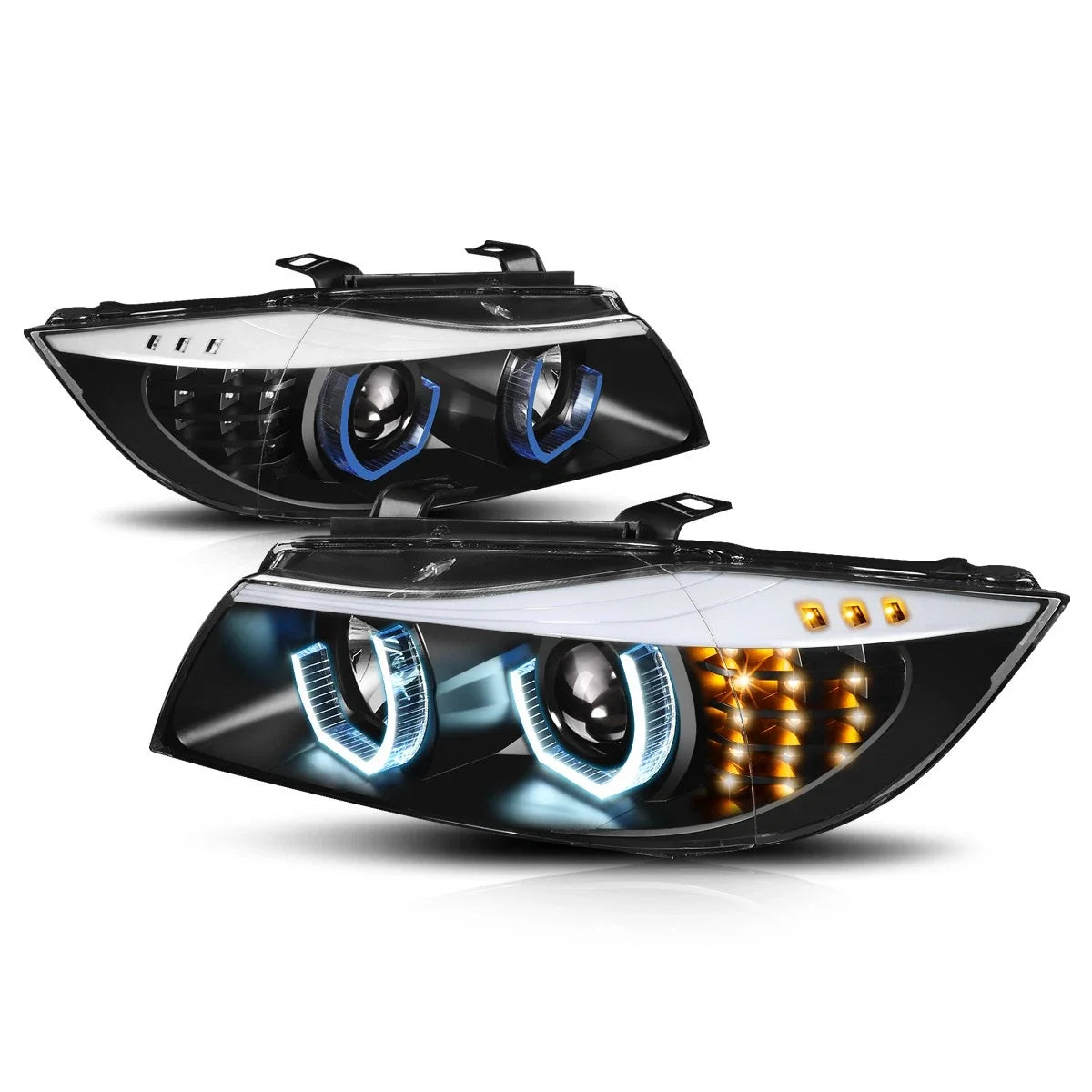 Blue LED 3D Crystal U-Halo Projector Headlight for BMW E90 3-Series (2009–2012)