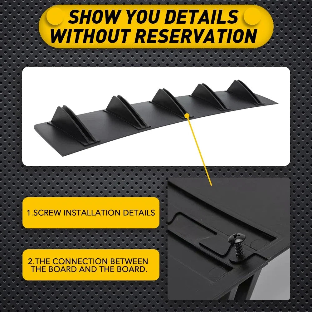 5 Fin Rear Bumper Diffuser Spoiler Splitter Trim for Universal Fit