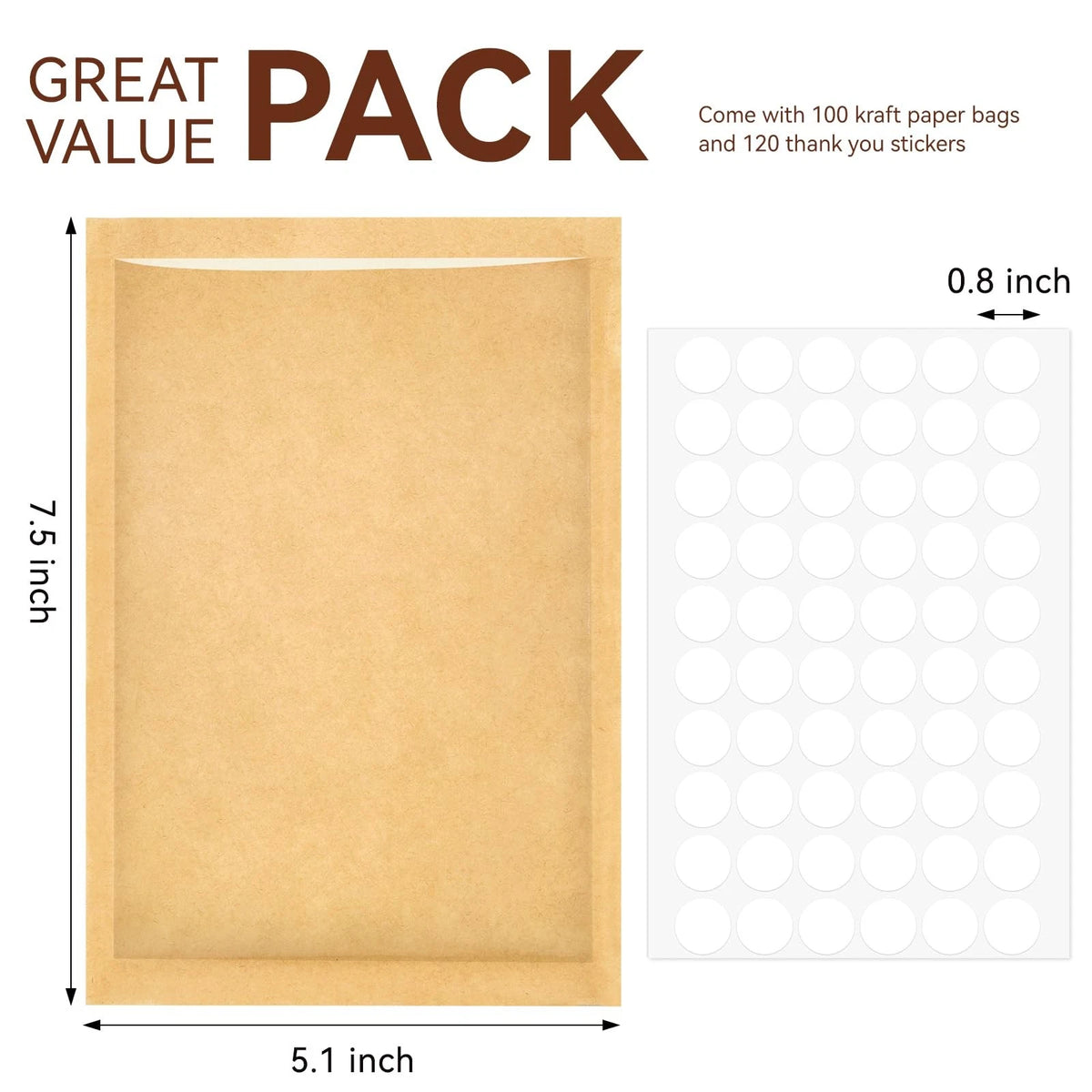 100 Pack Cookie Bags 5.1 x 7.5 Inch Brown