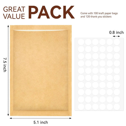 100 Pack Cookie Bags 5.1 x 7.5 Inch Brown