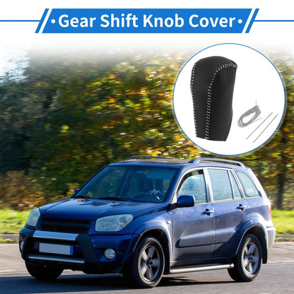 1 Pc Gear Shift Knob Cover for Toyota RAV4 (2013–2016) Black Gray Faux Leather