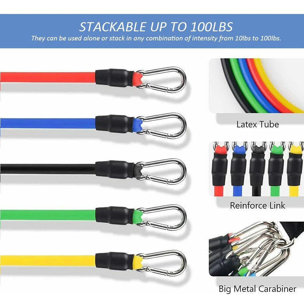 11 PCS Resistance Bands Set for Yoga Abs Exercise Fitness