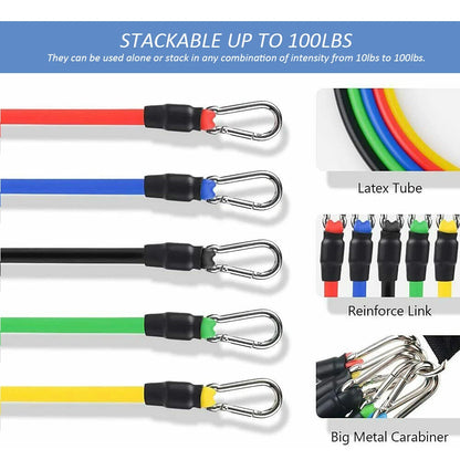11 PCS Resistance Bands Set for Yoga Abs Exercise Fitness