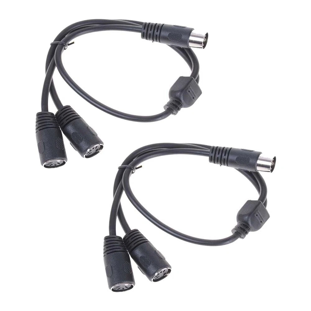 2X 5 Pin MIDI DIN Male to 2X Female Y Splitter Adapter Cable 50cm