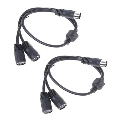 2X 5 Pin MIDI DIN Male to 2X Female Y Splitter Adapter Cable 50cm