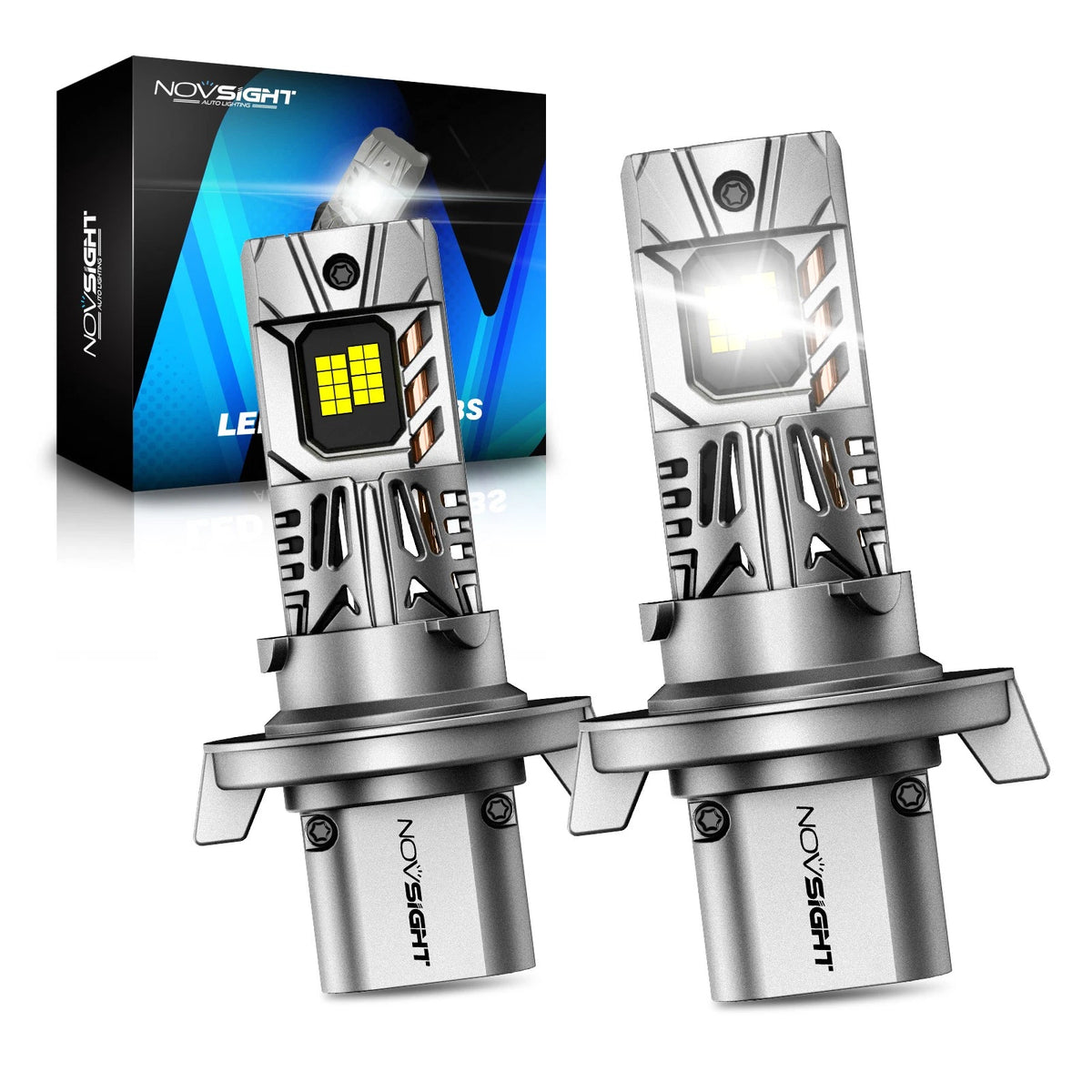 2X H13 9008 LED Headlight Bulbs for NOVSIGHT (NOV A500-N63-H13, 20000LM, 6500K)