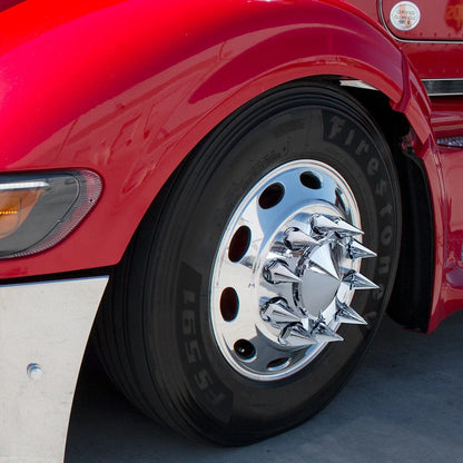 Chrome Spike Lug Nut Covers 33mm Push On Front for Jeep Wrangler (2007–2024)