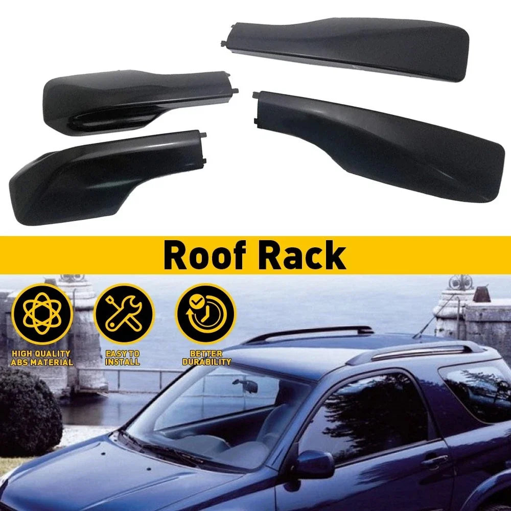 4X Black Roof Rail End Shell Cover for Toyota RAV4 (2001–2005)