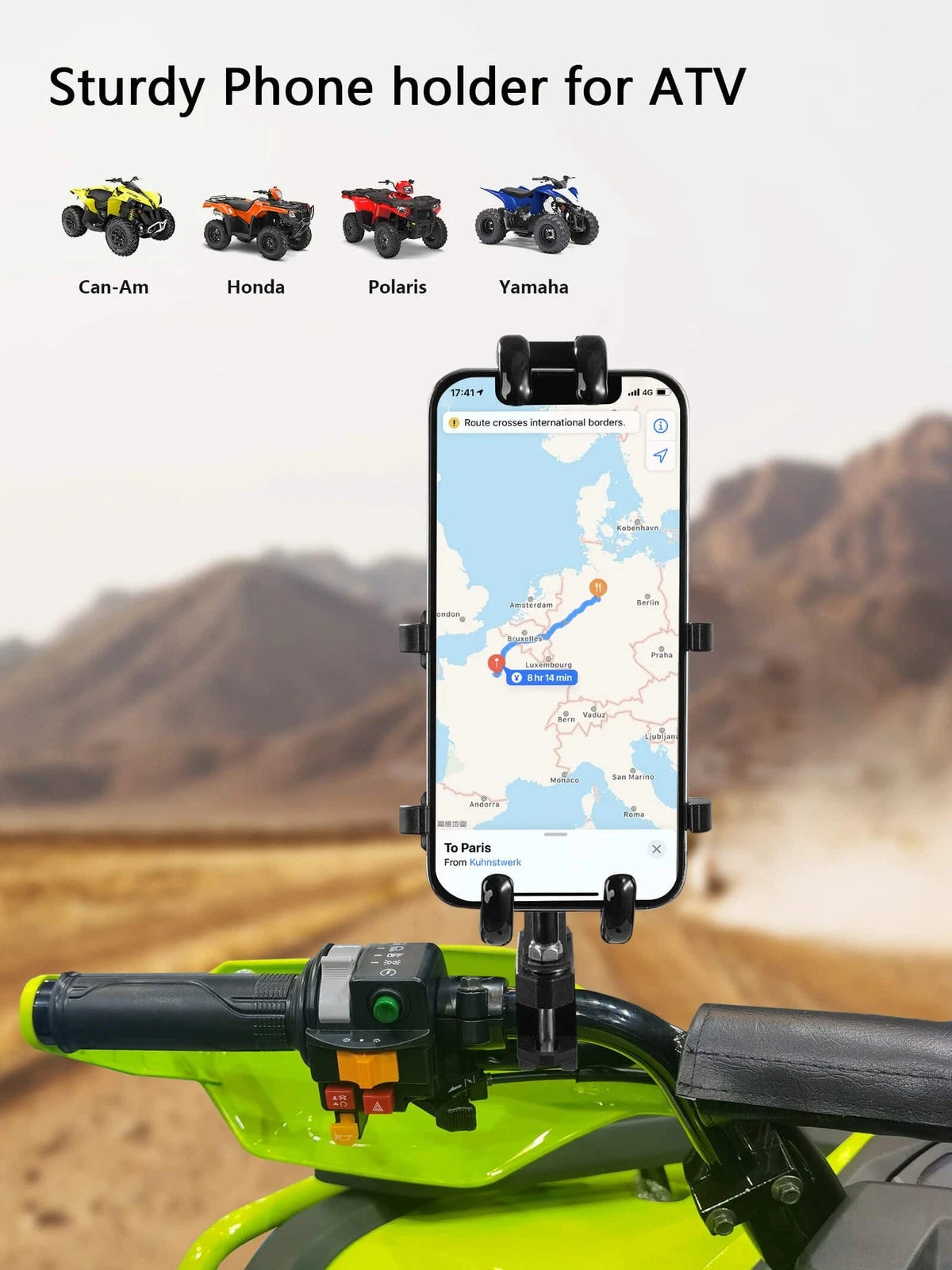 ATV Phone Holder Quad Mount with 8 Clamps for (2010–2023)