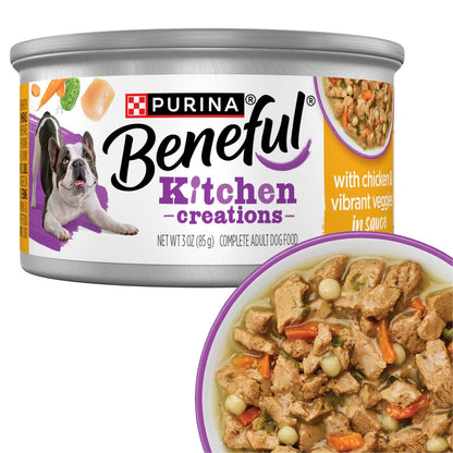 Pack of 12 Purina Beneful Kitchen Creations with Chicken 3 oz