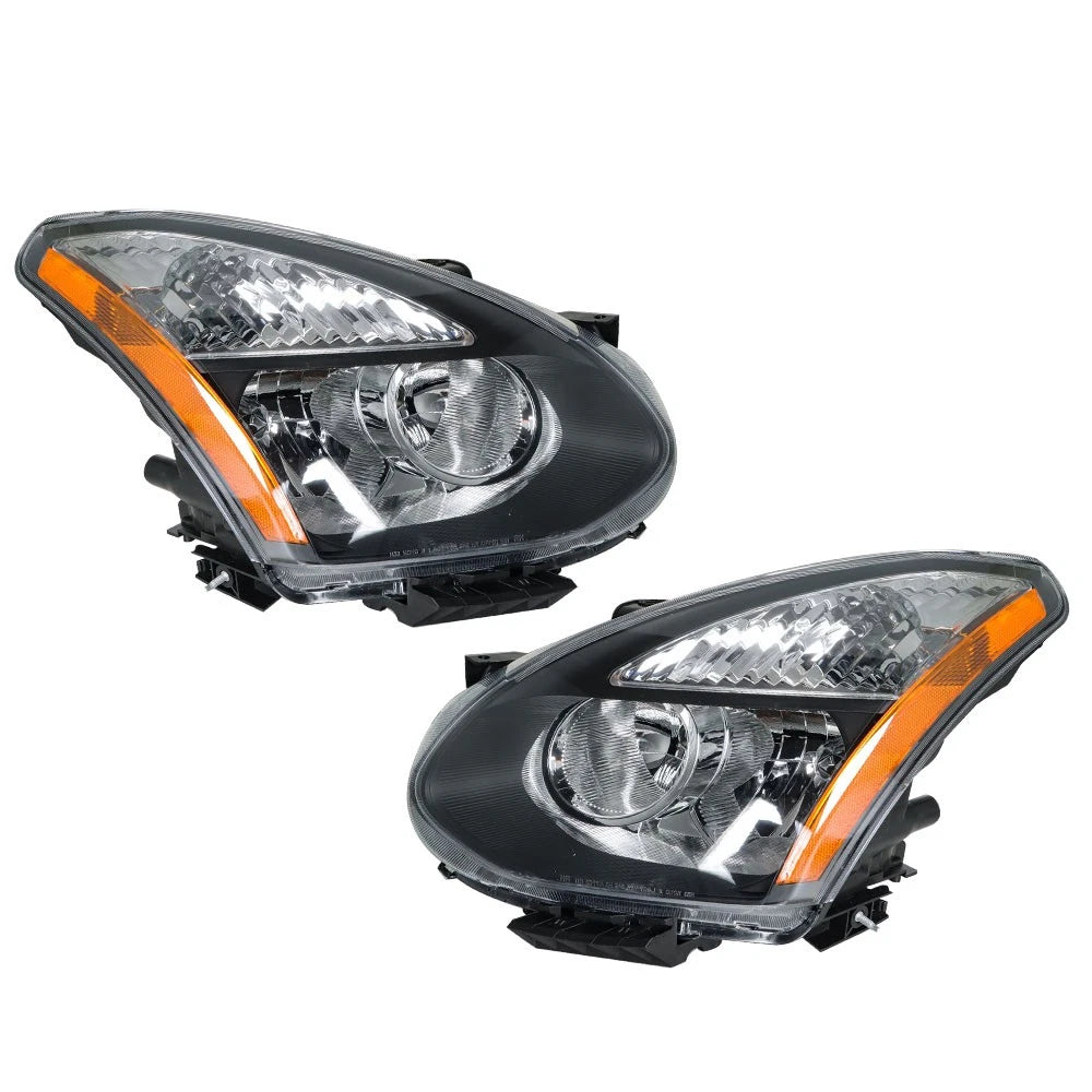 Set of 2 Black Headlight Assemblies for Nissan Rogue (2008–2013) AUD376816D
