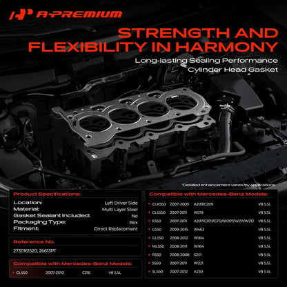 Cylinder Head Gasket for Benz A207 E550 A209 CLK550 GL550 (2009–2016)