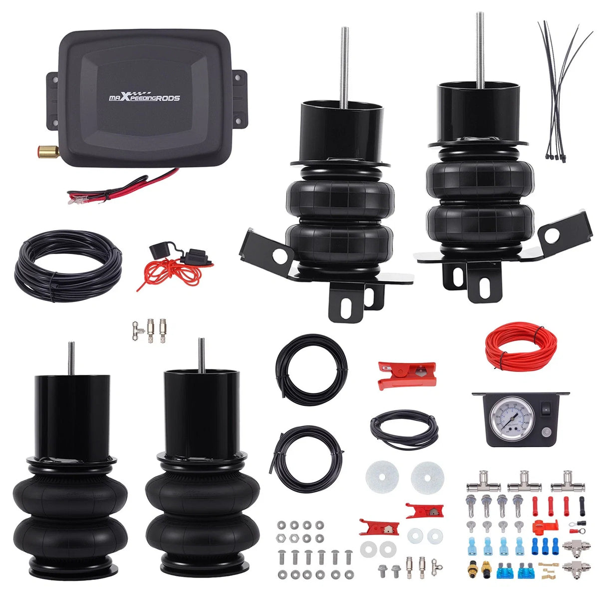 Set of 4 Air Ride Bags with Compressor for Chevy Impala Caprice (1977–1990)