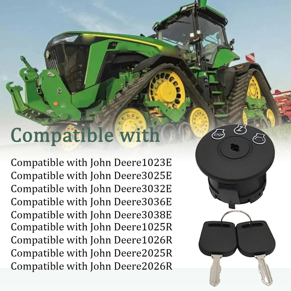 Starter Ignition Switch with Keys for John Deere 1023E, 1025R