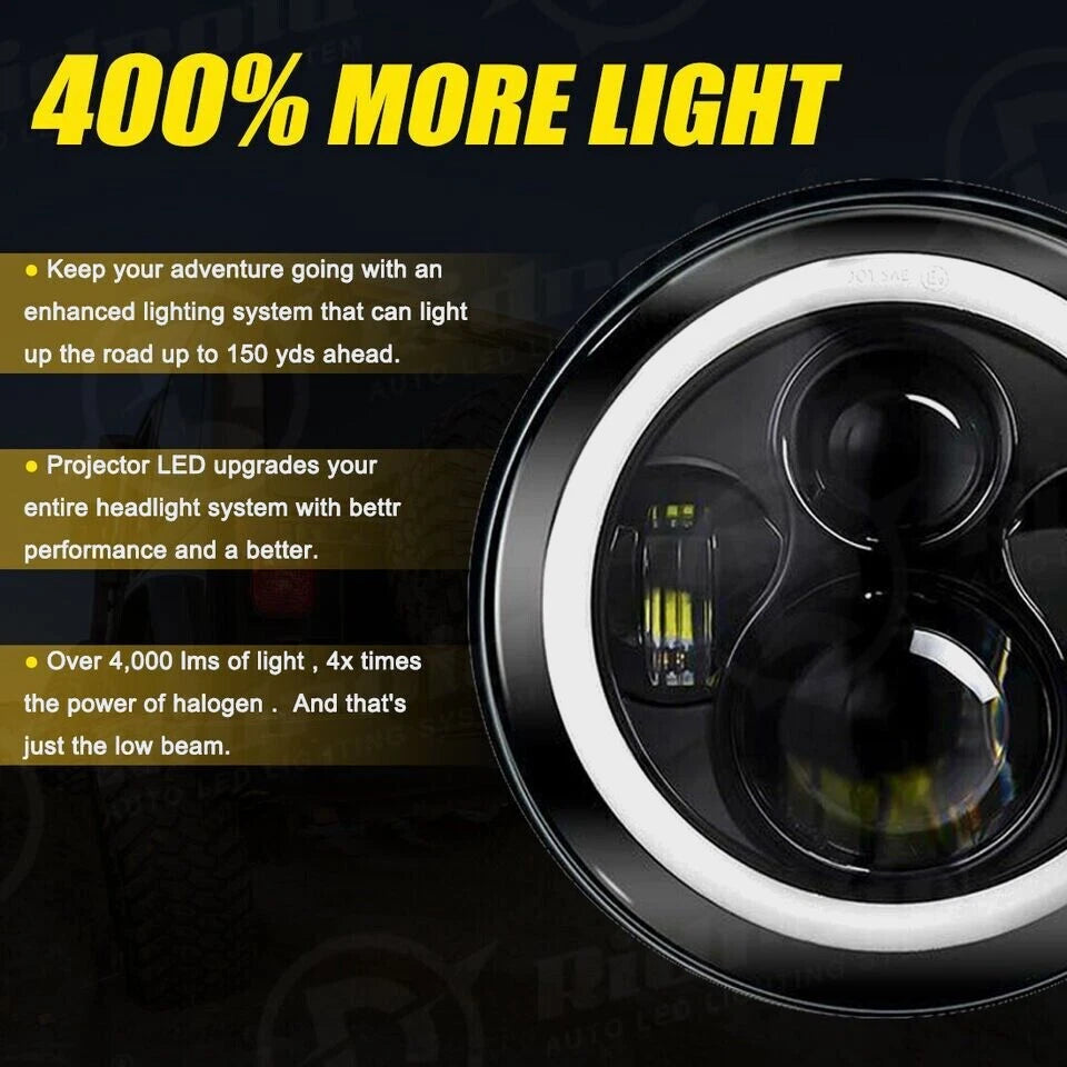 7" Round LED Headlight Projector Halo for VW Beetle (1967–1979)