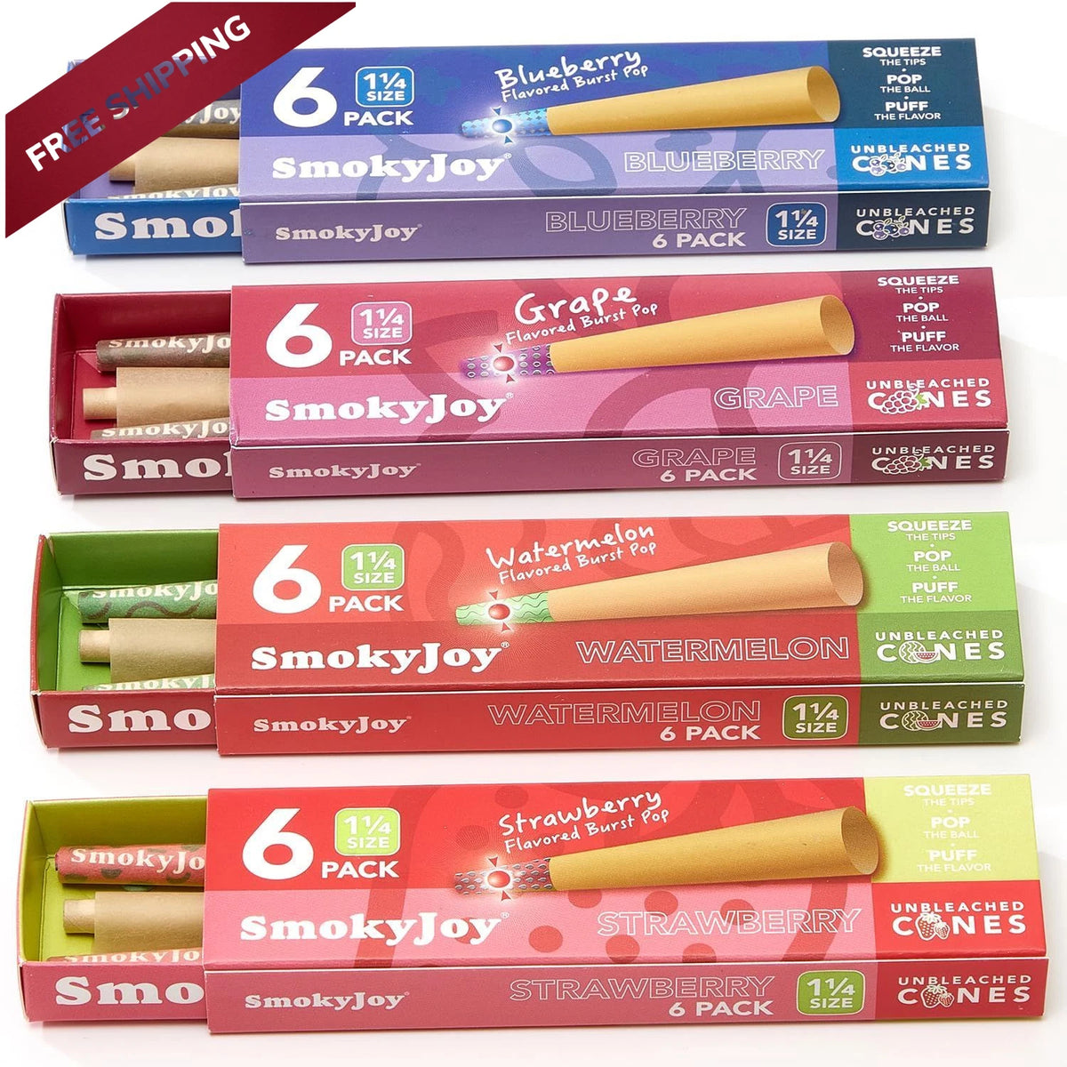 Set of 4 Pre Rolled Pop Cones for Rolling Papers 1 1/4 Size