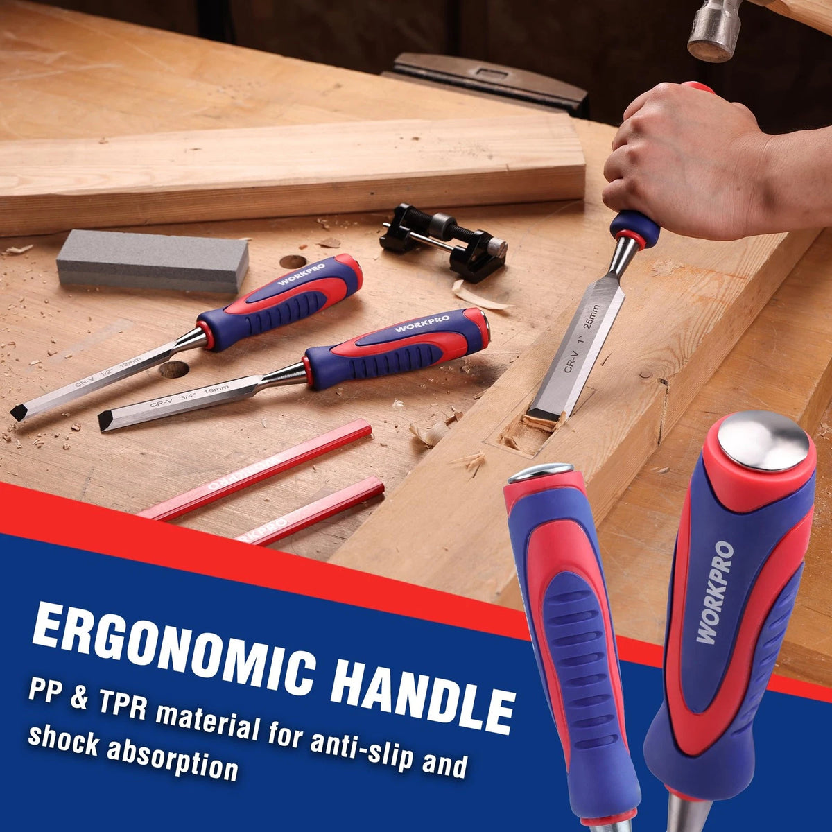 10-Piece Wood Chisel Set for Various Applications (No Specific Years)