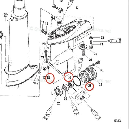 Lower Unit Seal Kit for Mercury Marine Outboard 4HP 5HP 6HP (N/A) 26-16130 95200