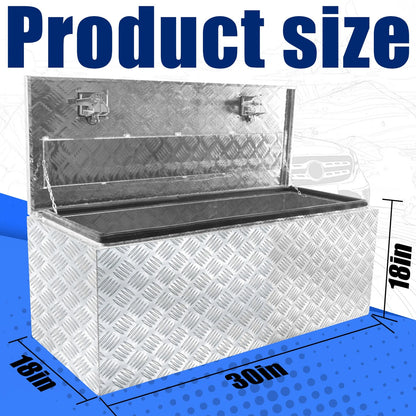 Heavy Duty Aluminum Tool Box for Pickup Truck RV (30" x 18" x 18")