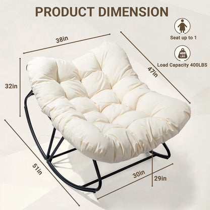 Oversized Patio Wicker Egg Lounge Chair 38" for Outdoor Use