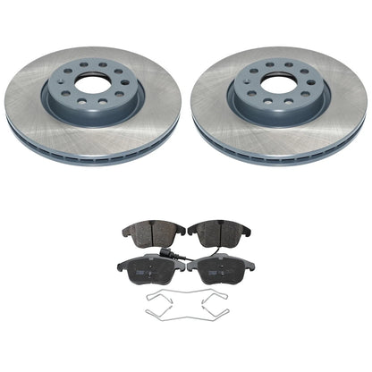 Set of 4 DuraGo Front Rotors & TRW Pro Low-Metallic Brake Pads for Passat Tiguan Q3 (2012–2021)