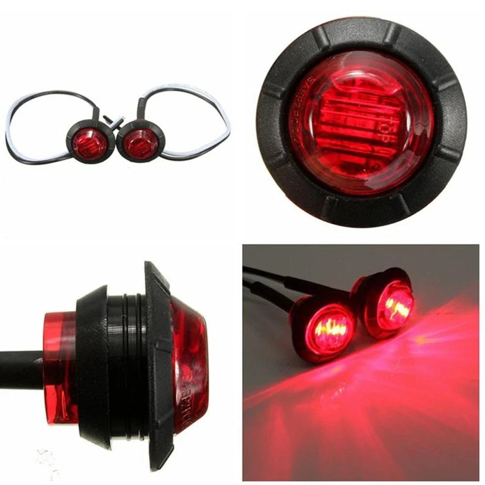 10pcs 3/4" Mini Red 3LED Side Marker Lights for Lorry (12V)