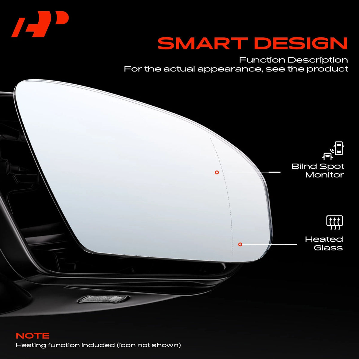 Heated Blind Spot Driver Side Mirror Glass for Hyundai Venue (2019–2023) - 87611K2320, HY1324172