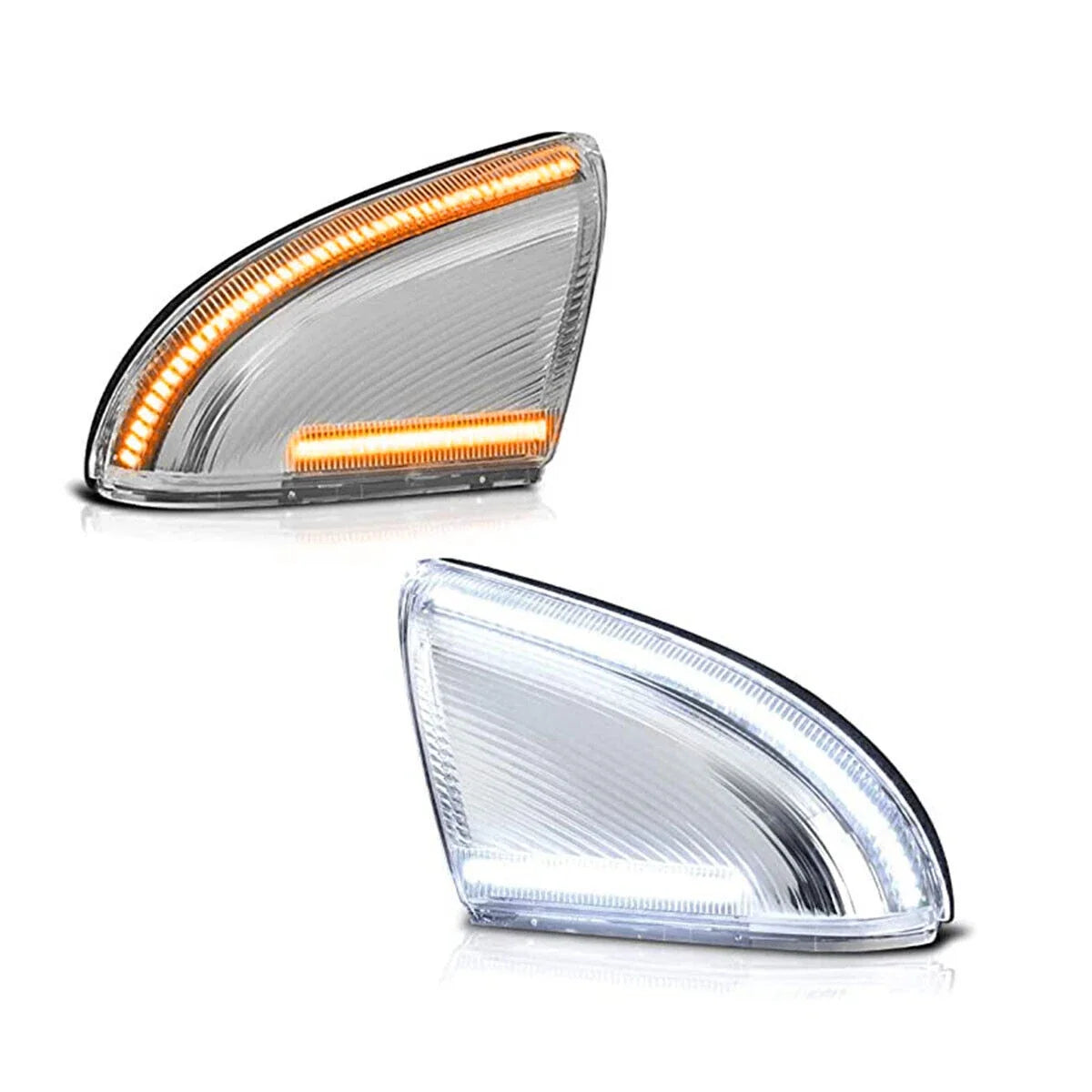 Chrome Dual Color LED Side Mirror Puddle Light Signal Lamps for Dodge RAM (2009–2022)