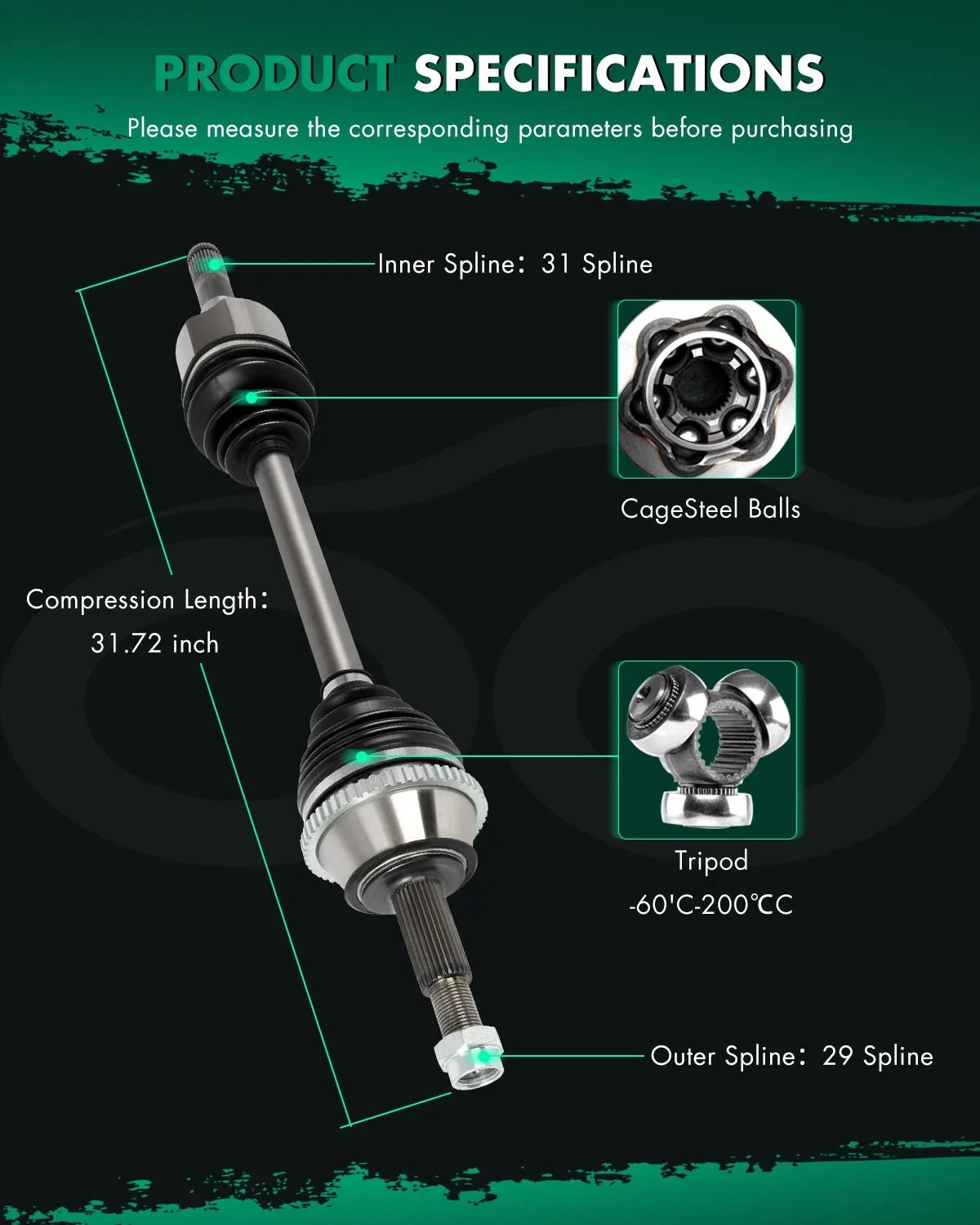 Rear Left CV Axle Shaft for Ford Explorer Lincoln Aviator Mercury Mountaineer (2002–2010)