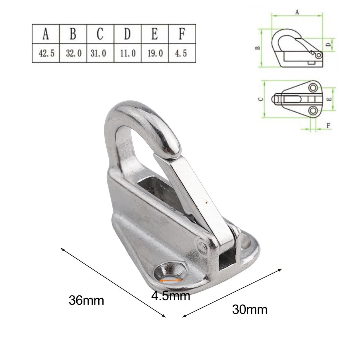10X Stainless Steel Spring Snap Fending Hook for Marine Boat
