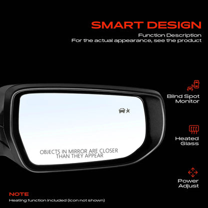 Passenger Power Mirror for Chevy Malibu (2016–2019) GM1321604, GM1321563