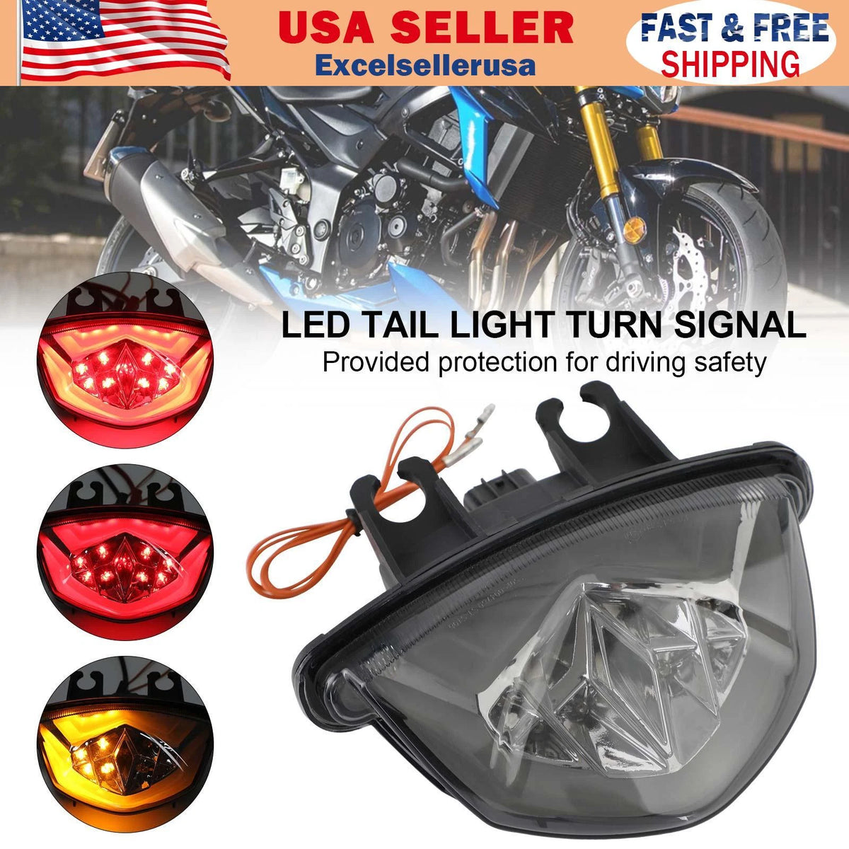 LED Tail Light Turn Signal for Suzuki GSX-S 1000 F GSX-S 750 (2017–2021) TL-511-Black