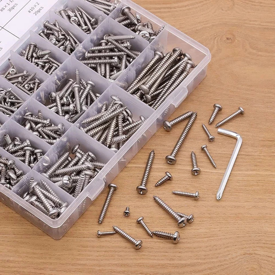 780 PCS Pan Head Sheet Metal Screws Assortment 304 Stainless Steel