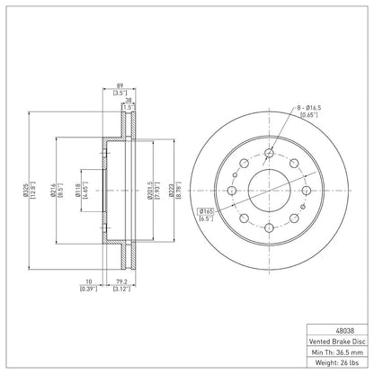 Brake Disc for Chevy Savana (2015–2020) ERE-48038, 15718986, 15942195